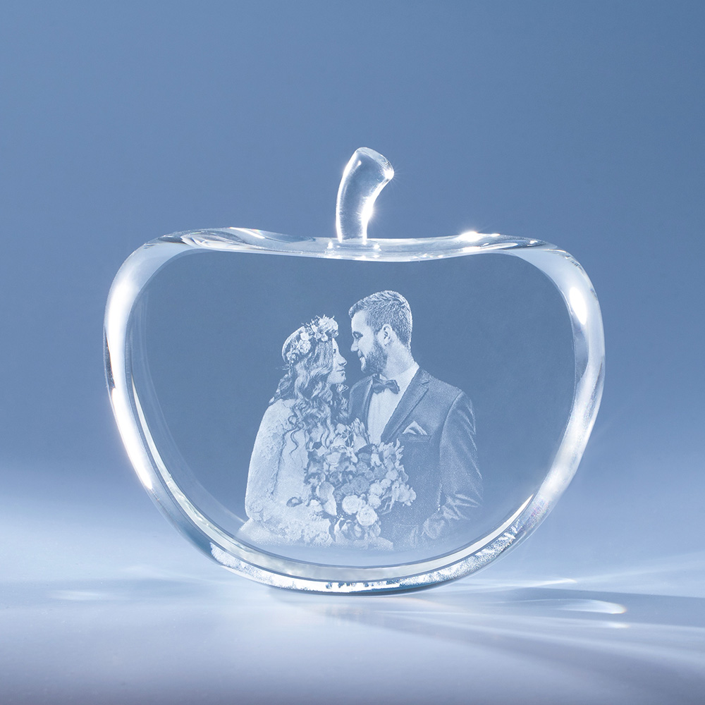 Personalized Gift for Her, Unique Home Decor, Custom Laser Etched Glass, Anniversary, Wedding 3D | Photo Crystal Apple Personalized Gift for Her, Unique Home Decor, Custom Laser Etched Glass, Anniversary, Wedding 3D | Photo Crystal Apple