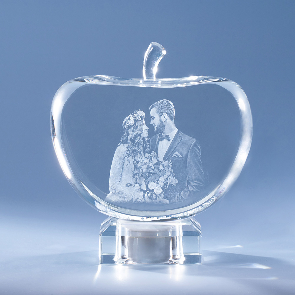 Personalized Gift for Her, Unique Home Decor, Custom Laser Etched Glass, Anniversary, Wedding 3D | Photo Crystal Apple Personalized Gift for Her, Unique Home Decor, Custom Laser Etched Glass, Anniversary, Wedding 3D | Photo Crystal Apple