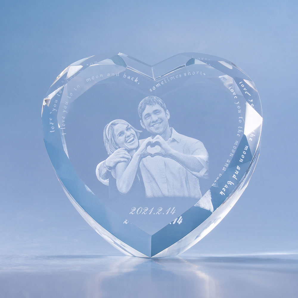 3D Photo Wave Line Heart Crystal Anniversary Gift For Her 3D Photo Wave Line Heart Crystal Anniversary Gift For Her