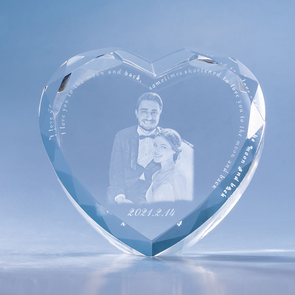 3D Photo Wave Line Heart Crystal Anniversary Gift For Her 3D Photo Wave Line Heart Crystal Anniversary Gift For Her