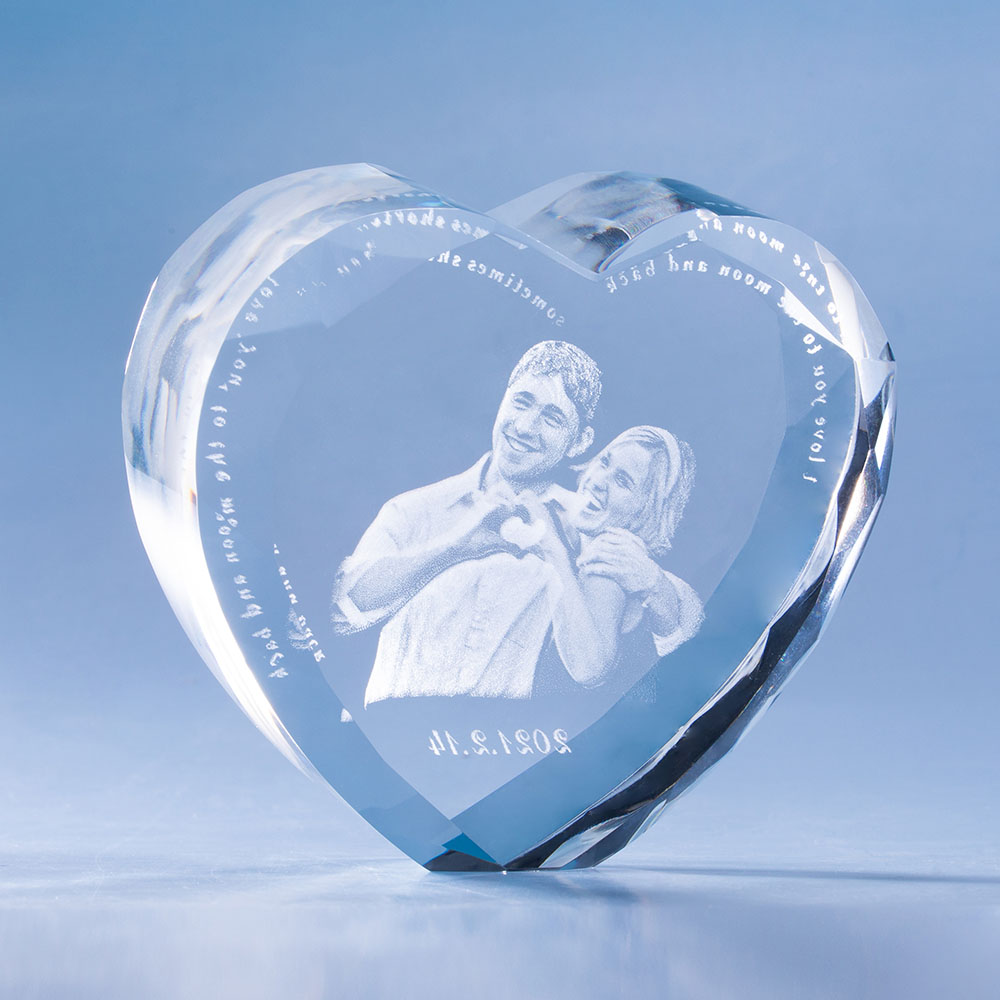 3D Photo Wave Line Heart Crystal Anniversary Gift For Her 3D Photo Wave Line Heart Crystal Anniversary Gift For Her