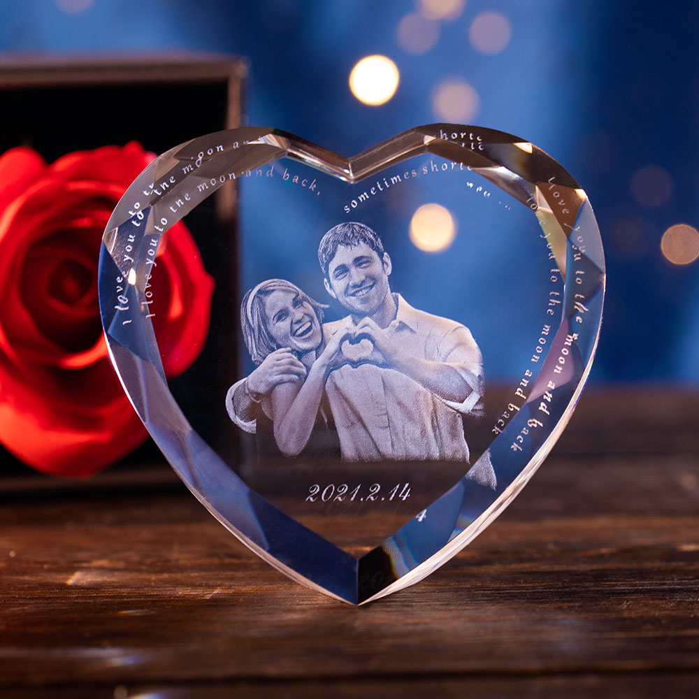3D Photo Wave Line Heart Crystal Anniversary Gift For Her 3D Photo Wave Line Heart Crystal Anniversary Gift For Her