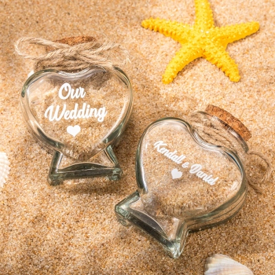 Sweet Heart-shaped Jars, Personalized Glass Jars with Cork, Honeymoon/wedding Gift for Newlyweds/Cople