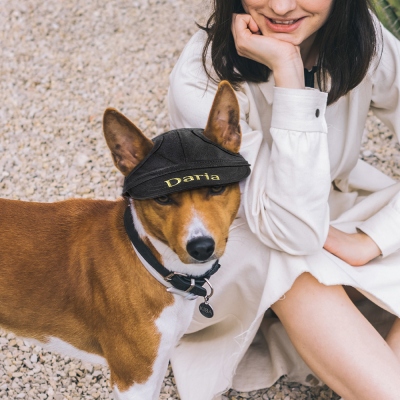 Personalized Adjustable Multiple Sizes Embroidery Name Sun Dog Hat with Ear Hole, Dog Baseball Cap for Pet Lovers, Gift for Dog Mom/Dad