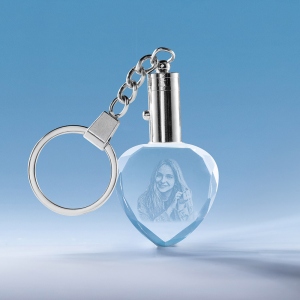 2D Rectangle or Heart-shaped Crystal Keychain