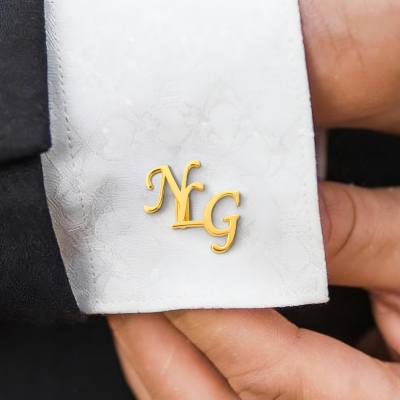 (Set of 2)Personalized Monogram Initial Letter Name Cufflinks, Birthday Father's Day Christmas Gift for Men