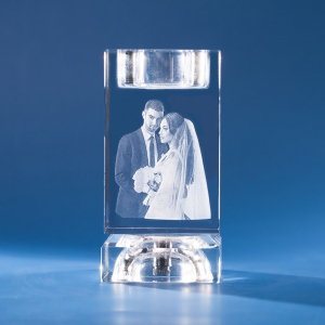 3D Crystal Candle Holder Memorial Photo Keepsake