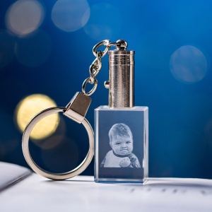2D Rectangle or Heart-shaped Crystal Keychain