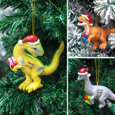 🎁Buy 2 FREE SHIPPING🎁|Personalized Dinosaur Ornament, Custom Christmas Ornament for Kids