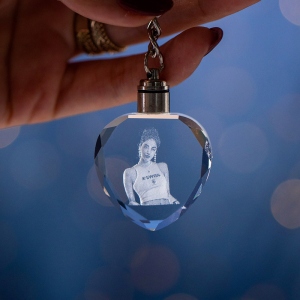 Personalized Photo Crystal Love Keychain 2D
