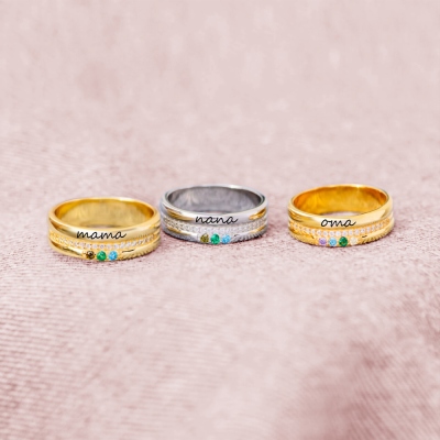 Personalized Mama Ring with Birthstone, Custom Birthstone Ring, Mother's Day/Birthday Gift for Women/Mother/Grandma