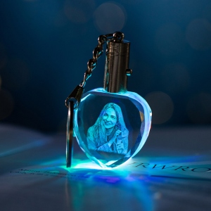 2D Rectangle or Heart-shaped Crystal Keychain