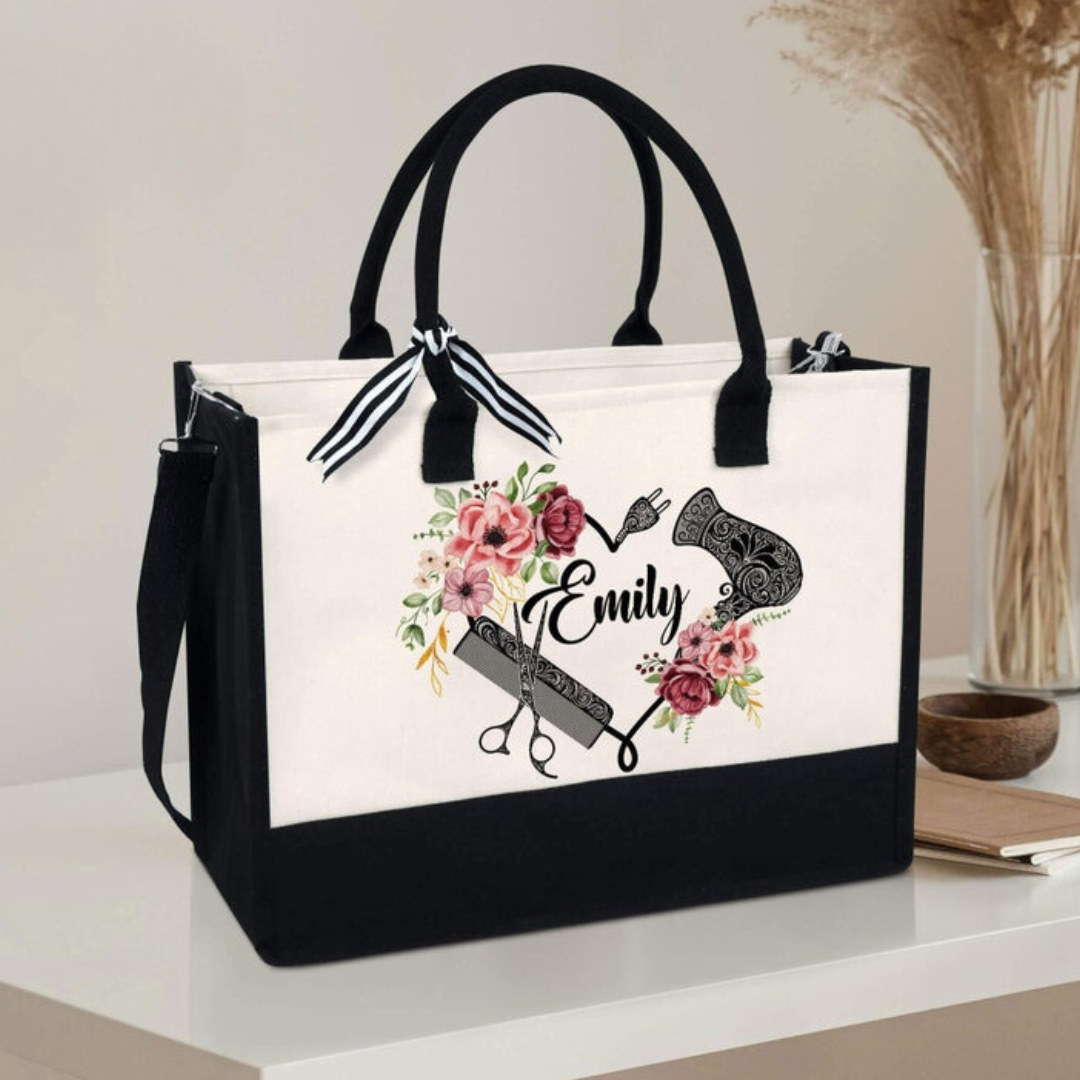 Personalized Hair Stylist Custom Tote Bag, Hairstylist Gift Hairdresser Bag, Custom Hairdresser Gift Hair Dresser Gift Beautician Canvas Bag