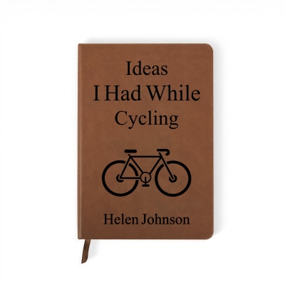Personalized Cycling Ideas Notebook with Name, A5 Leather Biking Inspiration Journal, Birthday/Anniversary/Retirement Gift for Bike Lovers/Cyclists