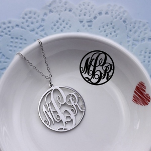 Custom Fancy Circle Monogram Necklace