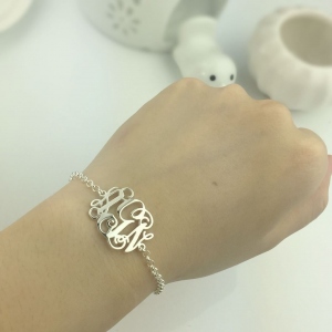 Custom Sterling Silver Monogram Bracelet for Him/Her