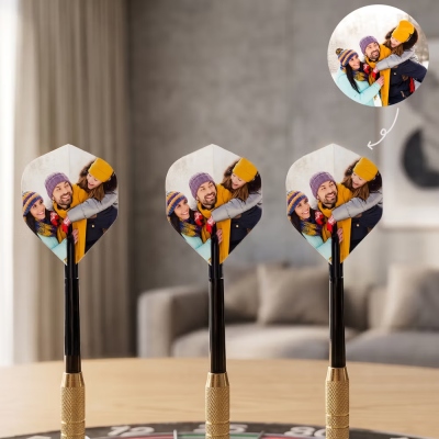 Personalized Set of 3 Photo Dart Flights Set Dart Club Team Game Gift for Darts Enthusiasts Friends