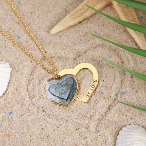 Colar personalizado Beach &amp; Forest Heart Stacking em ouro