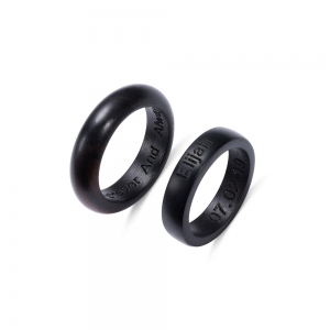  Engraved Black Ebony Ring