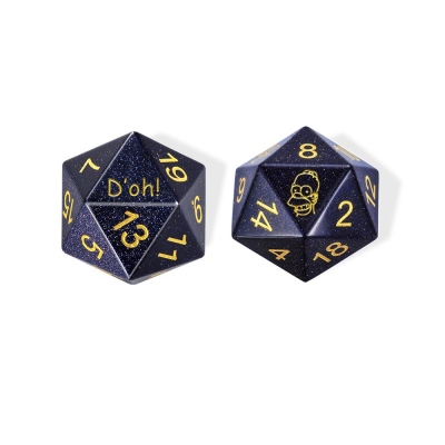 Custom Simpsons D'oh D20 Dice, Custom DND Dice, Black Dice, Personalized DND Dice, Polyhedral Natural Stone Dice, Simpsons Dice, DND Gifts