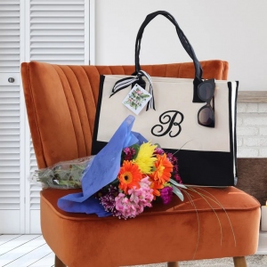 Beach Tote Bags for Women Personalize,  Initial Monogram Large Bag
