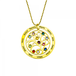 Personalized Family Tree Birthstone Necklace in Gold