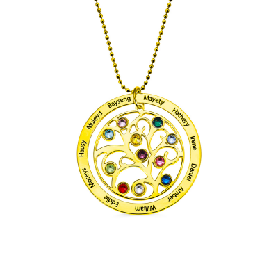 Personalized Family Tree Birthstone Necklace in Rose Gold
