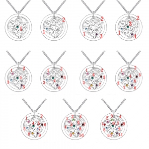 Personalized Family Tree Birthstone Necklace in Rose Gold