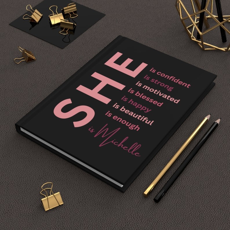 🎁 Buy 2 FREE SHIPPING🎁Personalized Journal For Women, Inspirational Notebook for Women Girls, Custom Name Journal, Black Journal for Women,Gift Best Friend, She Is Me Journal, Healing Journal, Self Care