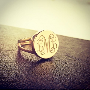 Sterling Silver Circle Monogram Signet Ring