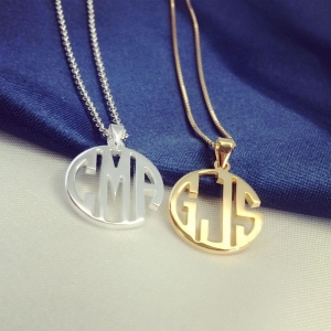 XS Block Style Monogram Necklace