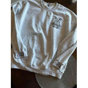 Personalized Pet Embroidered Crewneck with Name On Sleeve, Embroidered Apparel Sweatshirt,Dog Sweatshirt, Custom Dog Crewneck