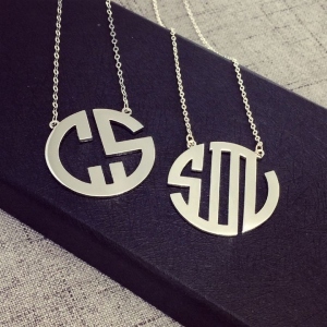 Block Style Monogram Pendant Sterling Silver 925