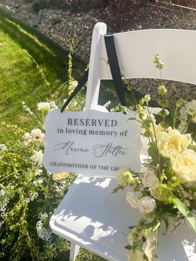 Reserviert in liebevoller Erinnerung Hochzeitsschild, Reservierter Platz Schild, Dieser Platz ist reserviert Gedenkschild, Gedenkschild Hängestuhl zur Hochzeit
