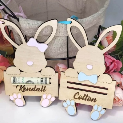 Easter Basket Tags, Personalized Easter Basket Tags, Easter Money Holder, Bunny Ear Tags, Easter Gifts, Adult Easter Basket
