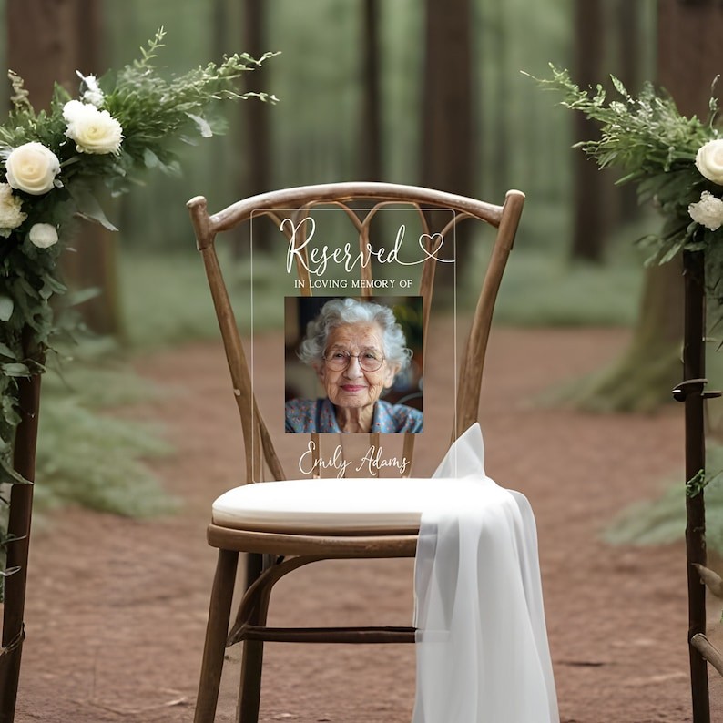 Reserviertes Gedenkschild, Personalisierte Gedenktafel, In liebevoller Erinnerung Hochzeitsdeko, Trauergeschenk, Gedenkschild Acryl Hochzeit