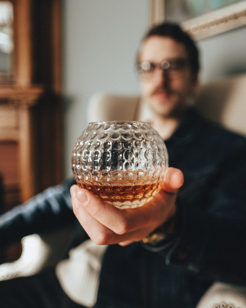 Golf Ball Whiskey Glass, Rock Glass, Bourbon Glass, Groomsmen Gift or Golf Gift | Whiskey Glasses | Golf Gifts for men