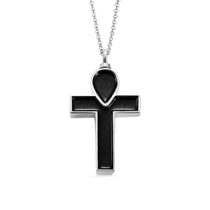 Collar de cremación con una cruz negra grabada