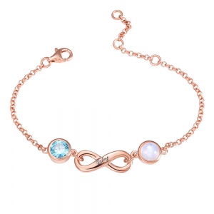 Pulseira de Moonstone Personalizada Infinity Love