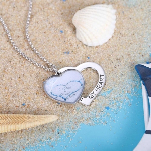 Colar personalizado Beach &amp; Forest Heart Stacking em prata
