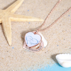 Colar personalizado Beach &amp; Forest Heart Stacking em ouro rosa