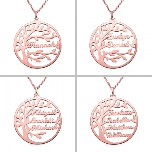 Personalized Family Tree Name Necklace in Rose Gold