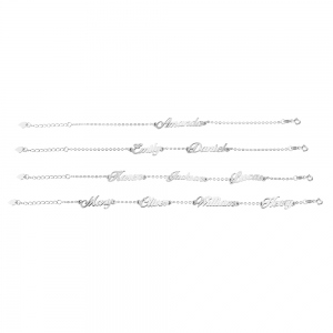 Personalisierte 1-4 Namen Armband in Silber