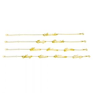 Personalized 1-4 Names Bracelet in Gold