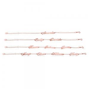 Personalized 1-4 Names Bracelet in Rose Gold