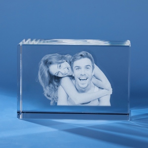 Custom 3D Crystal Photo Engraved Gift for Couple