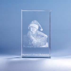 Baby's First Christmas 3D Crystal Photo Engraved Gift