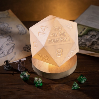3D Printed Custom D20 Night Light, DND Lamp, Accent Lamp, Light Cube Lamp, Hypercube Light, Ambient Lighting for DND Players, DND Gifts