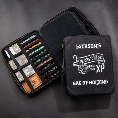 TTRPG Accessories Case for Dice and Miniatures I Custom Name RPG Bag of Holding