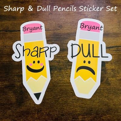 Sticker Set | Sharp Pencils Dull Pencils Vinyl Sticker Set | Pencil Cup Labels | Teacher Stickers | Classroom Stickers | Back to School